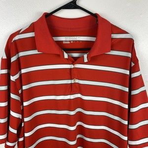 Nike Polo Shirt Adult Men's XL Lightweight Red Striped Golf Performance